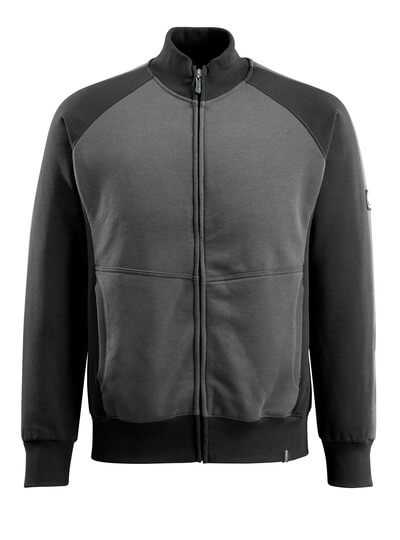 UNIQUE Sweatshirt mit Reißverschluss , 2XL , Dunkelanthrazit/Schwarz