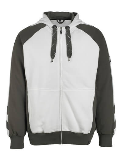 UNIQUE Kapuzensweatshirt mit Reißverschluss , 2XL , Weiß/Dunkelanthrazit