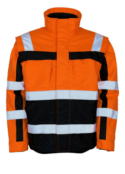 SAFE COMPETE Winterjacke , 2XL , Hi-vis Orange/Marine